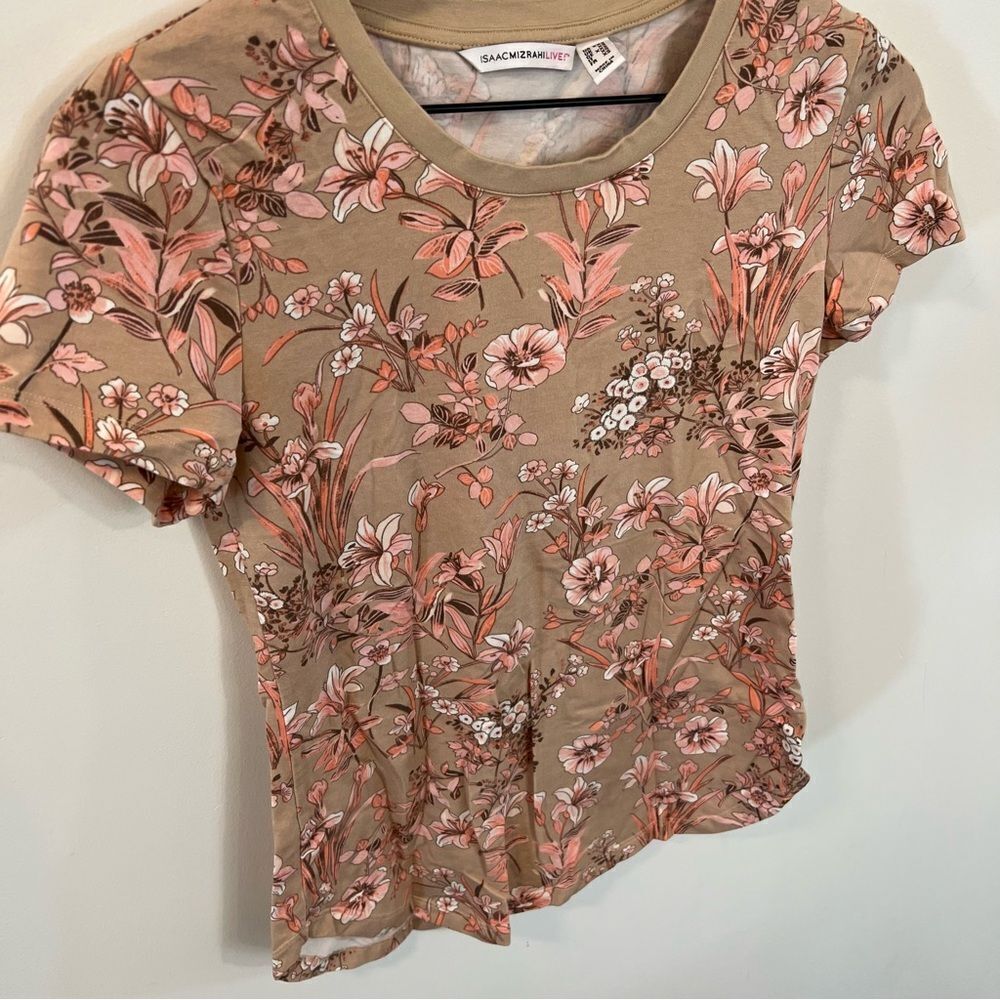 NWOT Isaac Mizrahi! Short-Sleeve Knit Top Floral | Size XXS - Picture 4 of 9